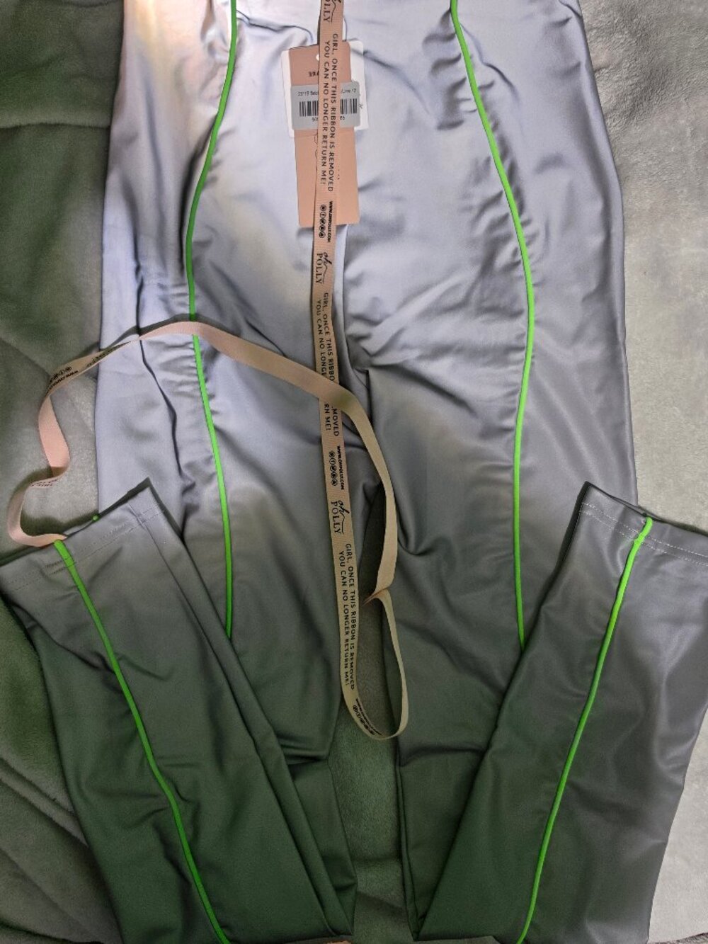 Size 8 Oh Polly grey and neon green reflective Leggings